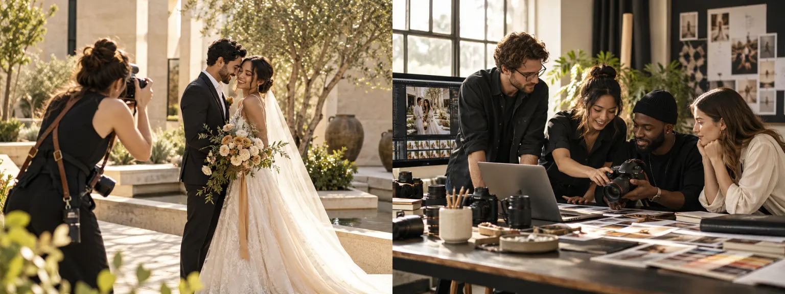 Editorial concept of wedding photography and a multicultural creative studio